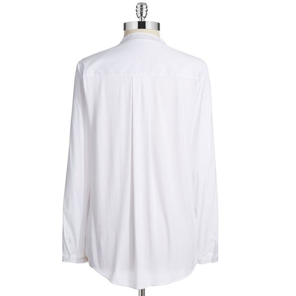 T Tahari COLTON Blouse Long-Sleeve High-Low Shirt Career Top Tunic White L Nwt - Picture 2 of 2